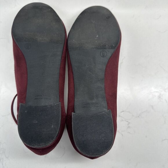 Maroon Ankle Strap Ballet Flats Shoes Women's 9 - Picture 7 of 12